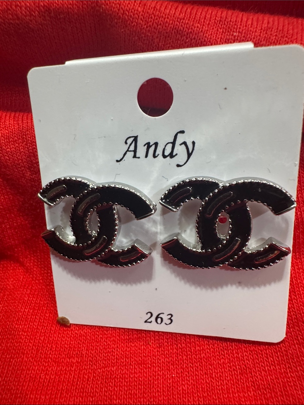Black and silver 
Interlocking Logo Stud Earrings